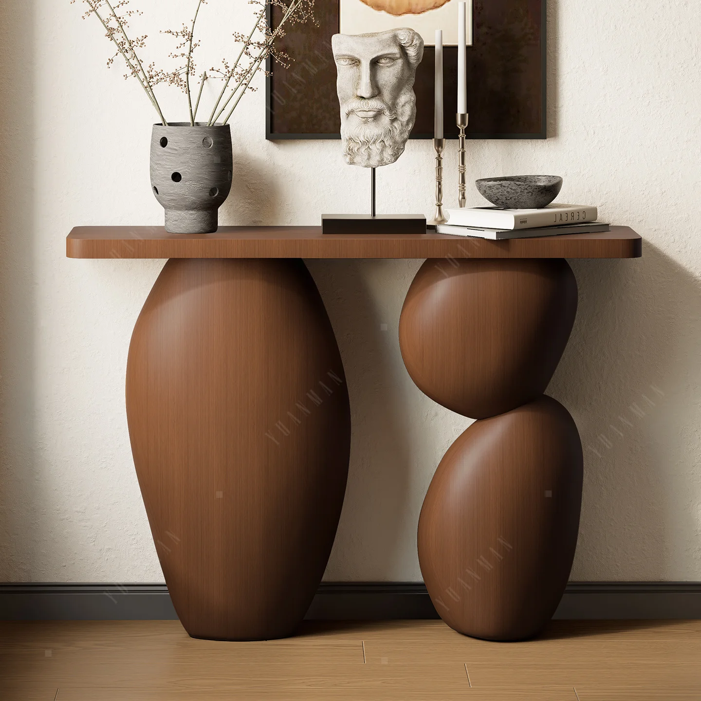 Art Pebble Console Table Wabi-**** New Chinese Modern Luxury Living Room Corridor Foyer Entrance Hotel