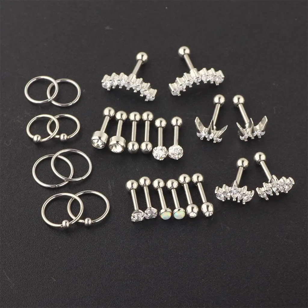 Stud Earrings 8mm 6mm CZ Stainless Steel HELIX Barbell for Girls Statement Piercing Jewelry Aunt Girlfriend Daughter