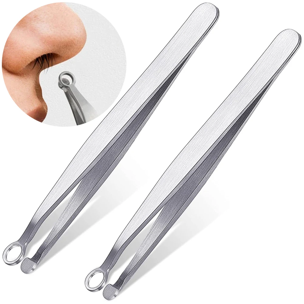 Nose Hair Trimming Tweezers Stainless Steel Round Tip Perfect Nose Hair Clipper Cleaner Cut Manicure Ear Hair Removal Tweezers