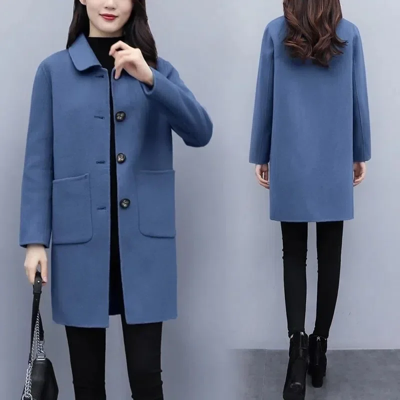 Medium-length Woolen Jacket For Women 2023 Autumn/winter New Style Loose Fit Clothing Slimming Age-reducing Overcoat