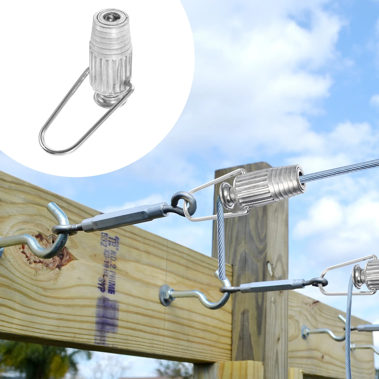 

4pcs Metal Clothesline Tightener Aluminum Lightweight Spring Ball Bearing Twist Operated Tension For Fixed Pulley Systems