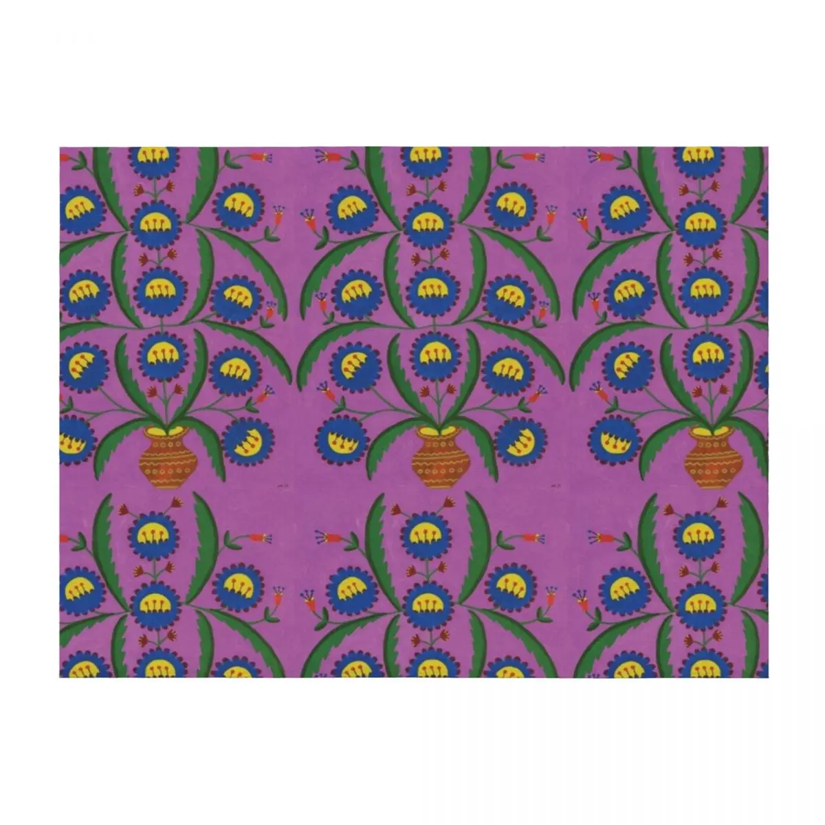 

Maria Prymachenko Flowers in a Pot 1992 Throw Blanket Cute Plaid Blankets For Baby Soft Plaid Decorative Sofas Blankets