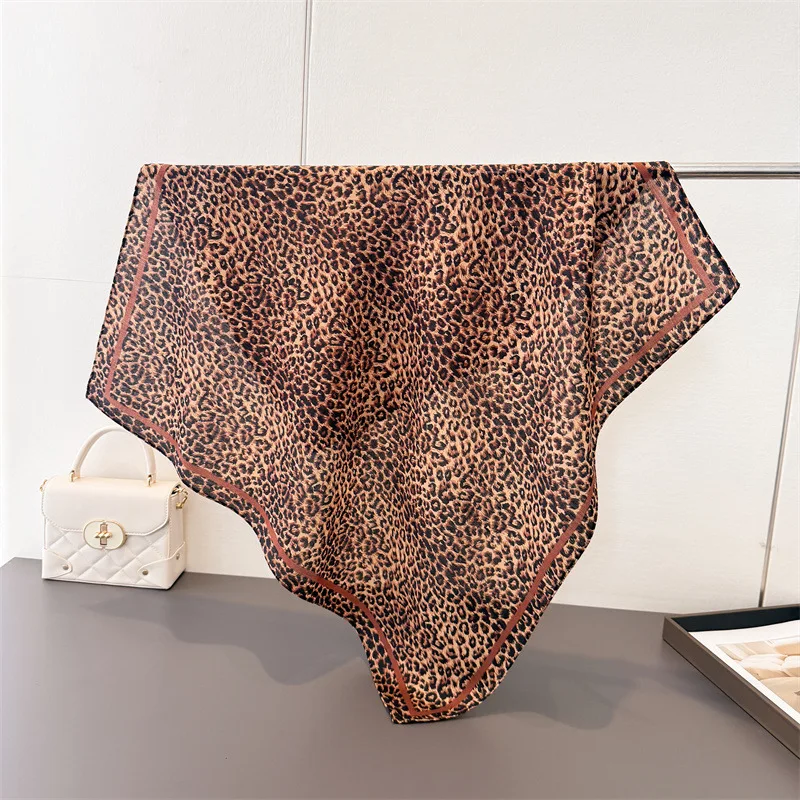 Scarf Women Leopard Print Chevron Pattern Square Scarf Headscarf Shawl Neck Wrap Sun Protection Bandana Fashion Accessories