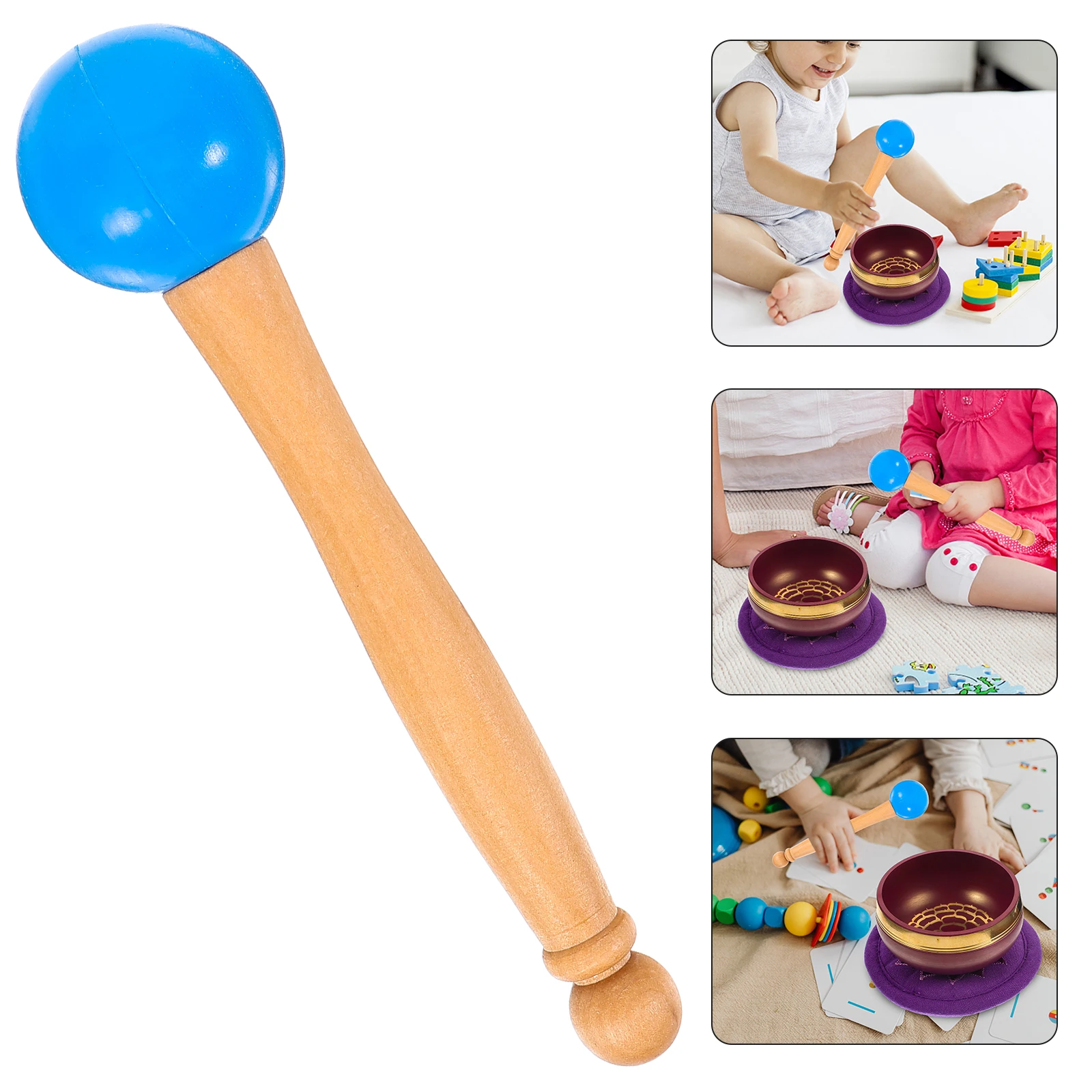 

Singing Bowl of Buddha Sounds and Sticks Mallets Crystal Chime Accessory Batter Food
