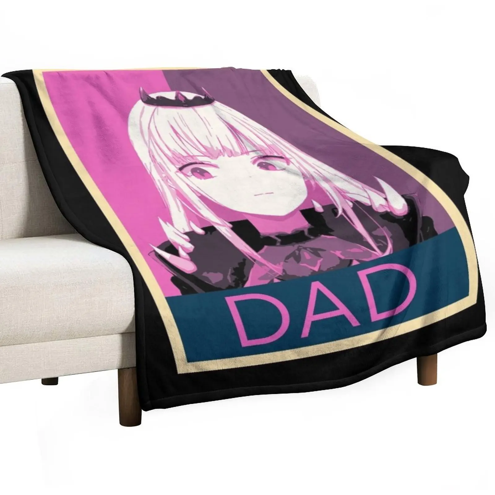 Hololive EN Calliope Mori Dad Posterized Throw Blanket Vintage Weighted Shaggy Sofa Quilt Thermal Picnic Blankets
