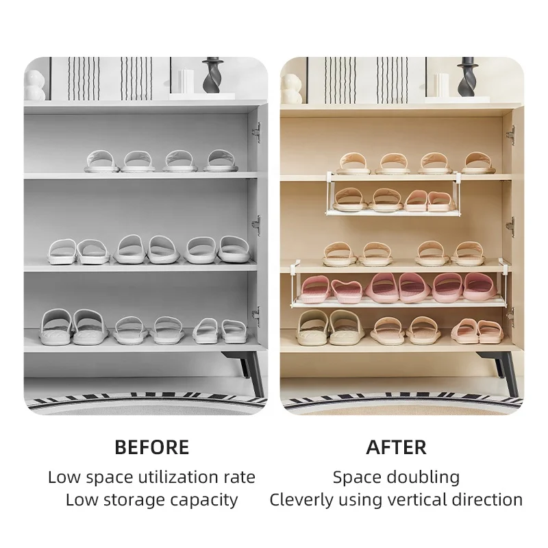 

Adjustable hanging shoe rack organizer under shelf Extensible shoe rack cabinet hanging organizer Metal organizer