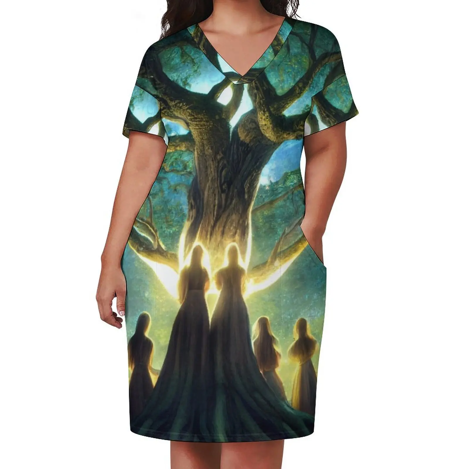 Praying To The Mother Tree Loose Pocket Dress dresses summer summer dresses women 2024