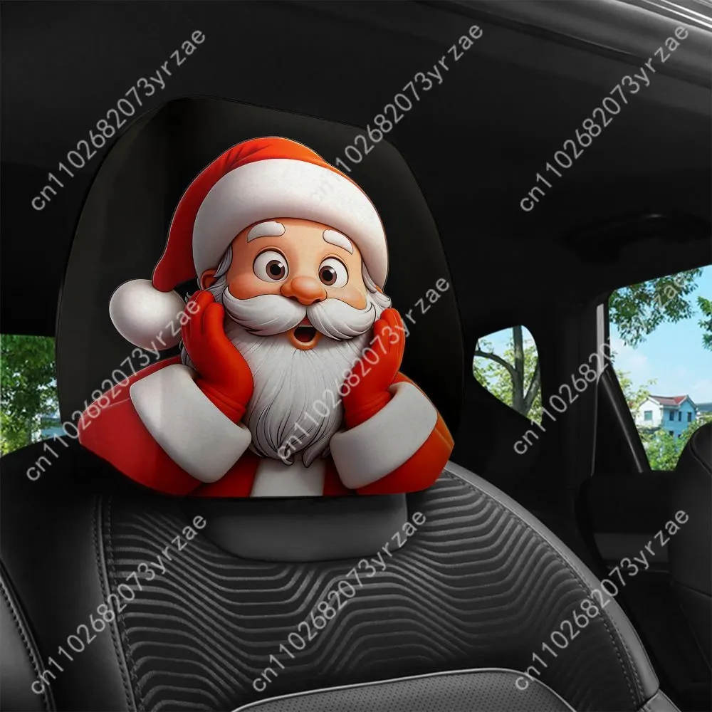 

Santa Claus Car Seat Headrest Cover (2pcs) Environmentally Friendly Headrest Protector Breathable Comfortable Vehicle Decor