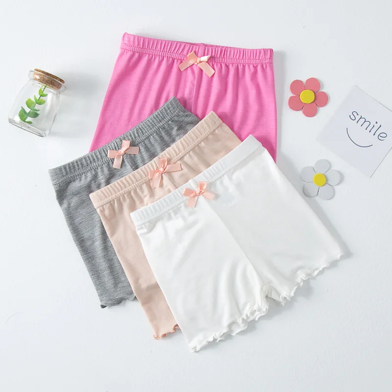 Kids Modal Safety Shorts for Girls Summer Thin Ice Silk Anti-Chafing Anti-Exposure 3/4 Length Toddler Casual Bottoms