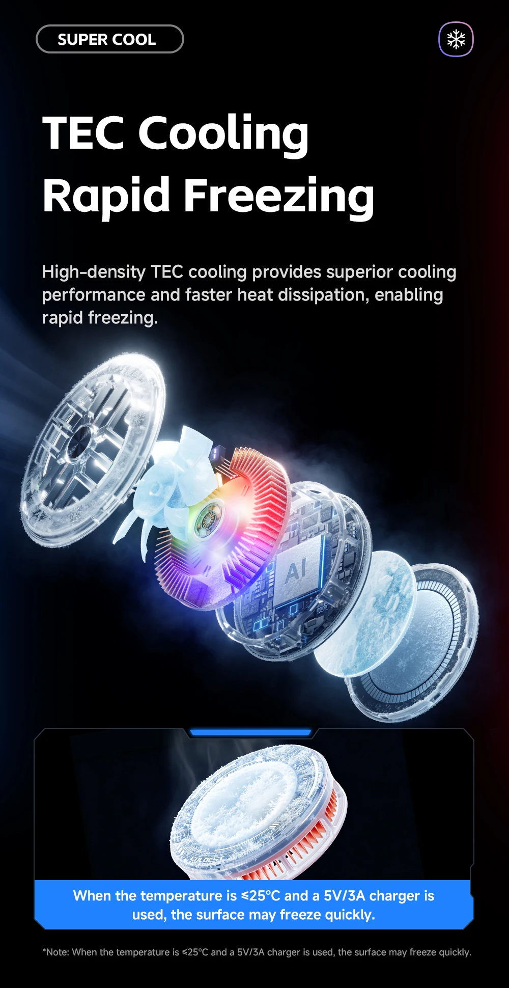 Essager Magnetischer Rückenclip 2-in-1 Telefonkühler Rückenclip Smart Digital Display RGB-Licht Geräuschloser Kühlventilator für iPhone Live – Detail 4