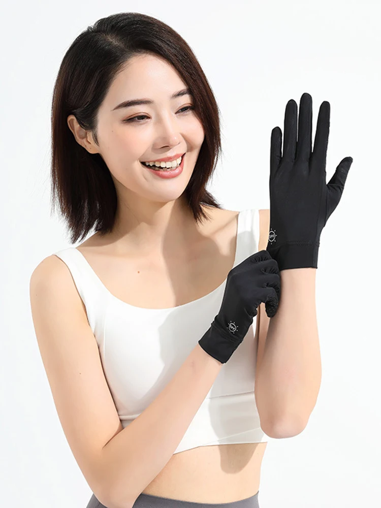AliExpress NONE Sun Protection Gloves Summer Breathable Ice Silk Women Fingertip Flaps Gloves Touch Screen Cycling Driving Anti Slip Gloves