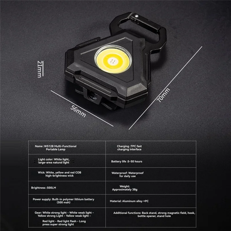 

SOFT-COB Super Bright Mini Flashlight Keychain Light Outdoor Emergency Pocket Light Camping With Tail Magnet Hook