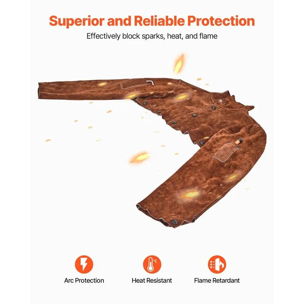 Heavy Duty Flame Resistant Leather Welding Cape Sleeve Large Size Protective Gear for Welders