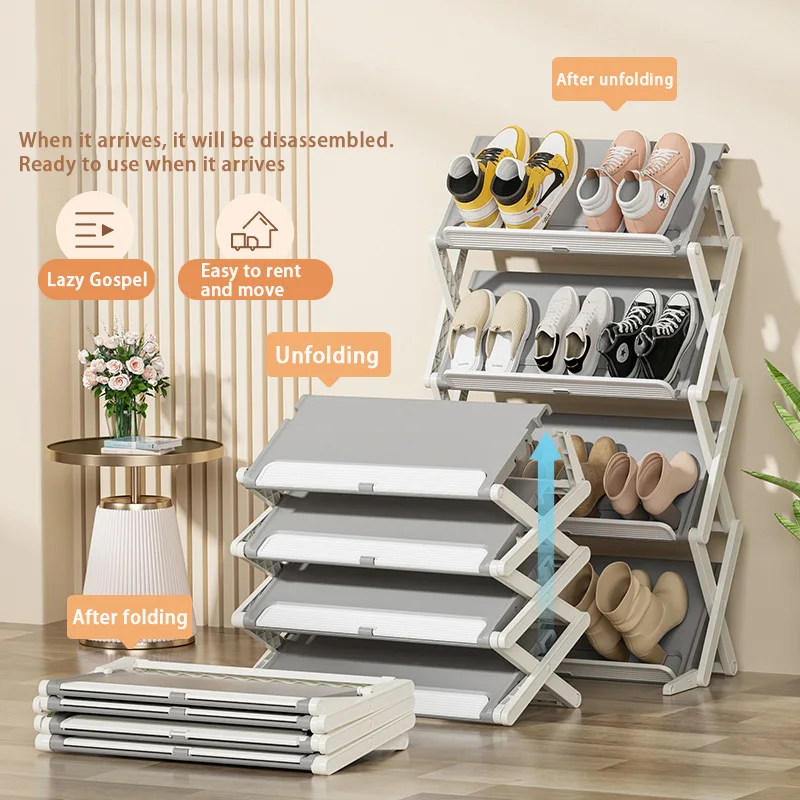 Household Multi-layer Storage Folding Shoe Rack Space Saving extendable shoe racks Simple Installation-Free Standing Shoe Rack