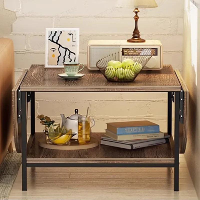 

2025 Folding Coffee Table Stretchable Coffee Table with Storage Space Retro Table with Two Folding Panels