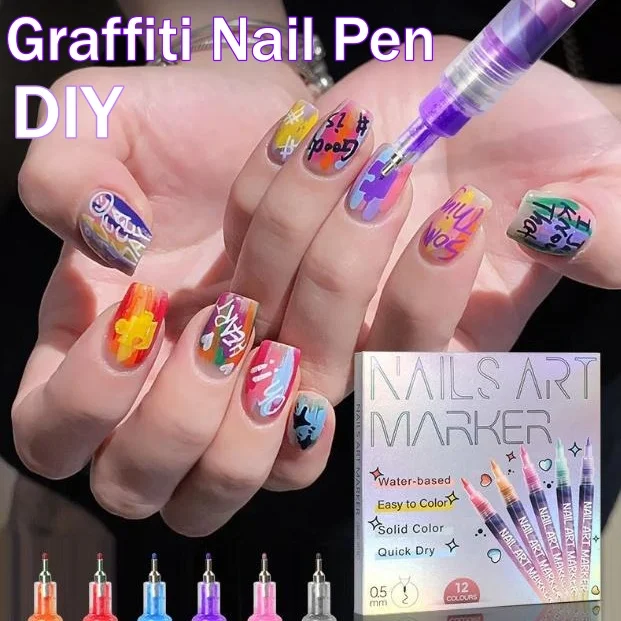 12 لون مسمار أقلام تلوين مجموعة لتقوم بها بنفسك مسمار أقلام تلوين رسم اللوحة بطانة القلم مسمار أدوات الرسم للجرافيتي التنقيط رسم اللوحة #1