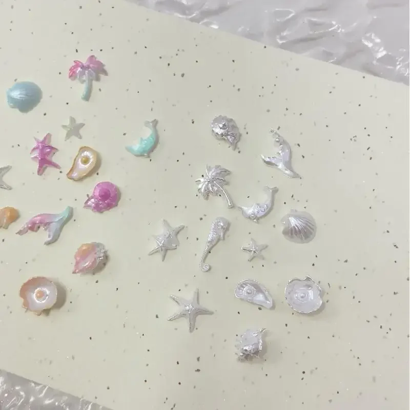 50 pezzi serie oceano lucido colorato conchiglia stella marina conchiglia coda di pesce resina nail art strass decorazioni gioiello ornamento per manicure