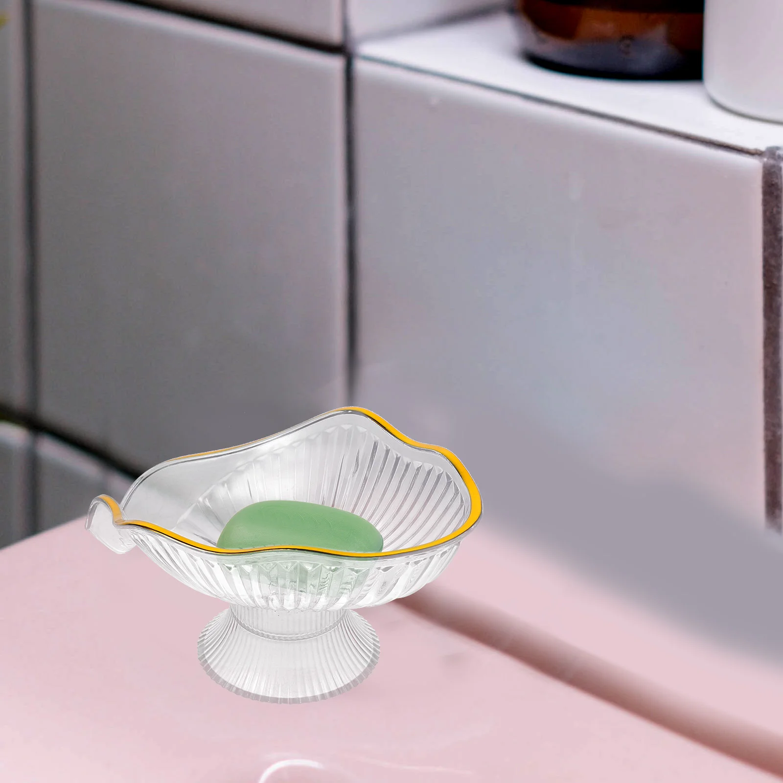 Dresser Self Draining Soap Holder Lotus Leaf Necklace Bracelet Storage Plate Bathroom Transparent Dish