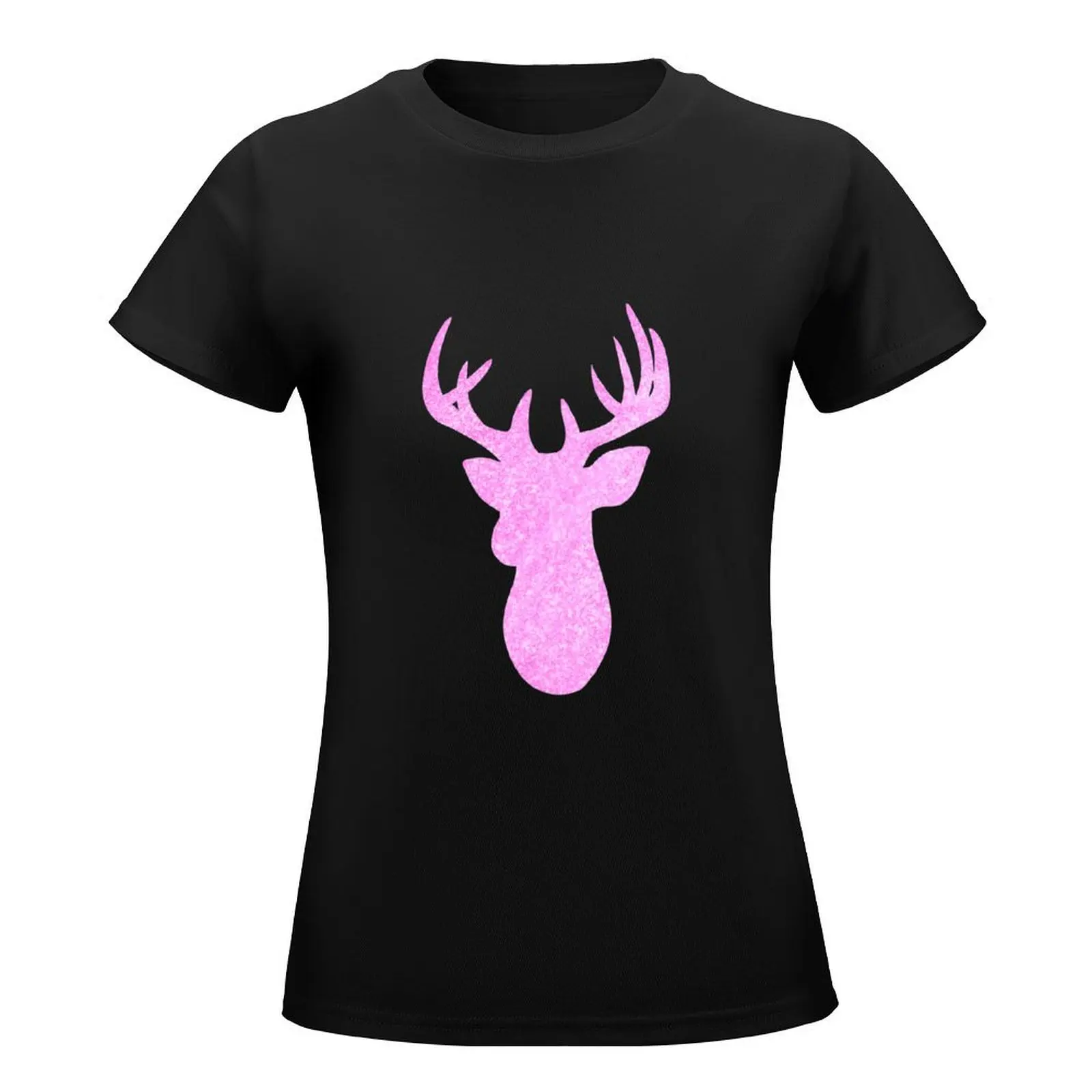 Sparkly reindeer T-Shirt summer tops plus size tops graphics black t shirts for Women