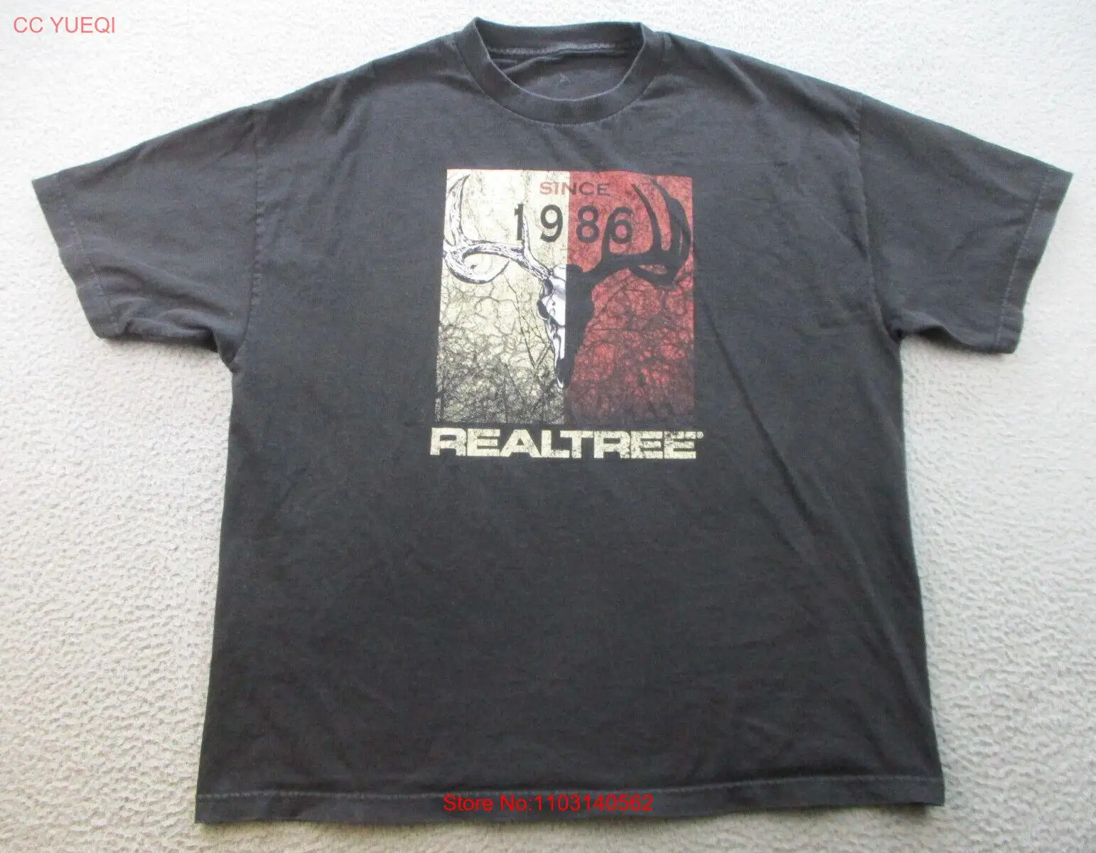 REALTREE Outfitters Shirt 2XL Short Sleeve Black Extreme Scull Antlers Outdoor