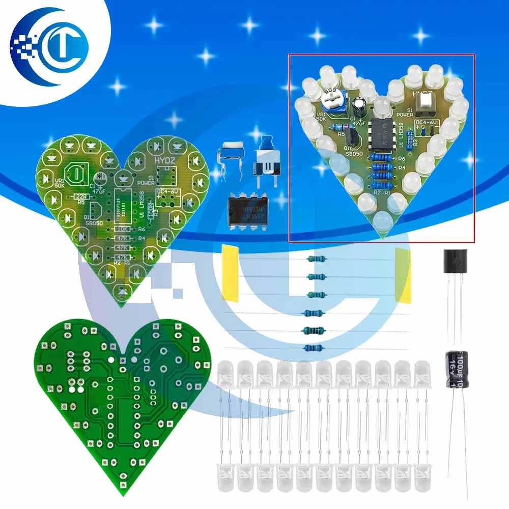 DIY Heart LED Breathing Light Module 4-Color DC 4V-6V STEM Science Kit