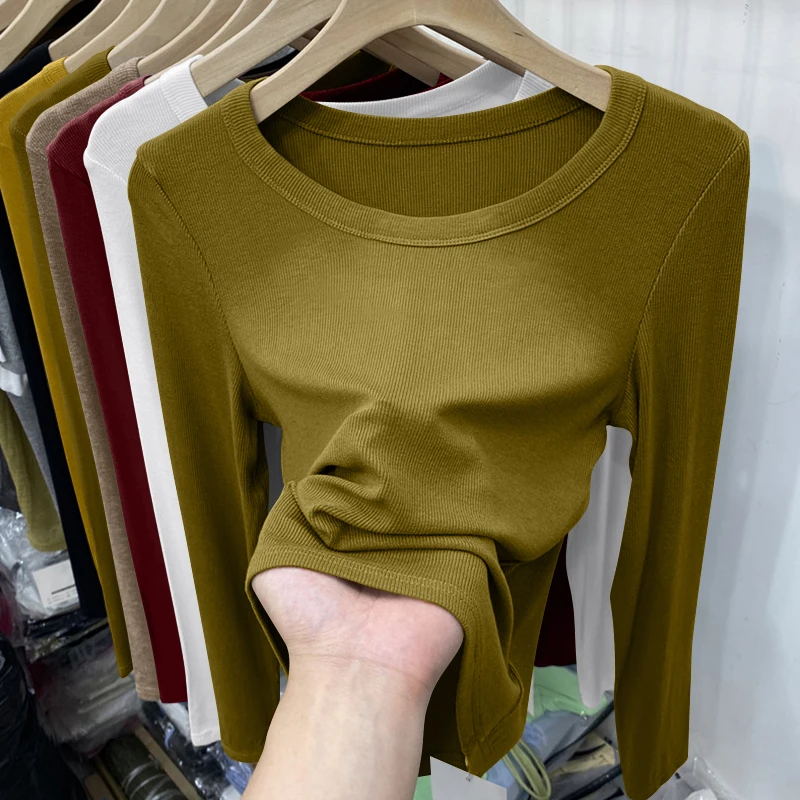 T-shirt casual lunga Sve rotonda Ne Base da donna irt Faionable oulder Fit Inizio autunno Top Pendolarismo Sle Design semplice