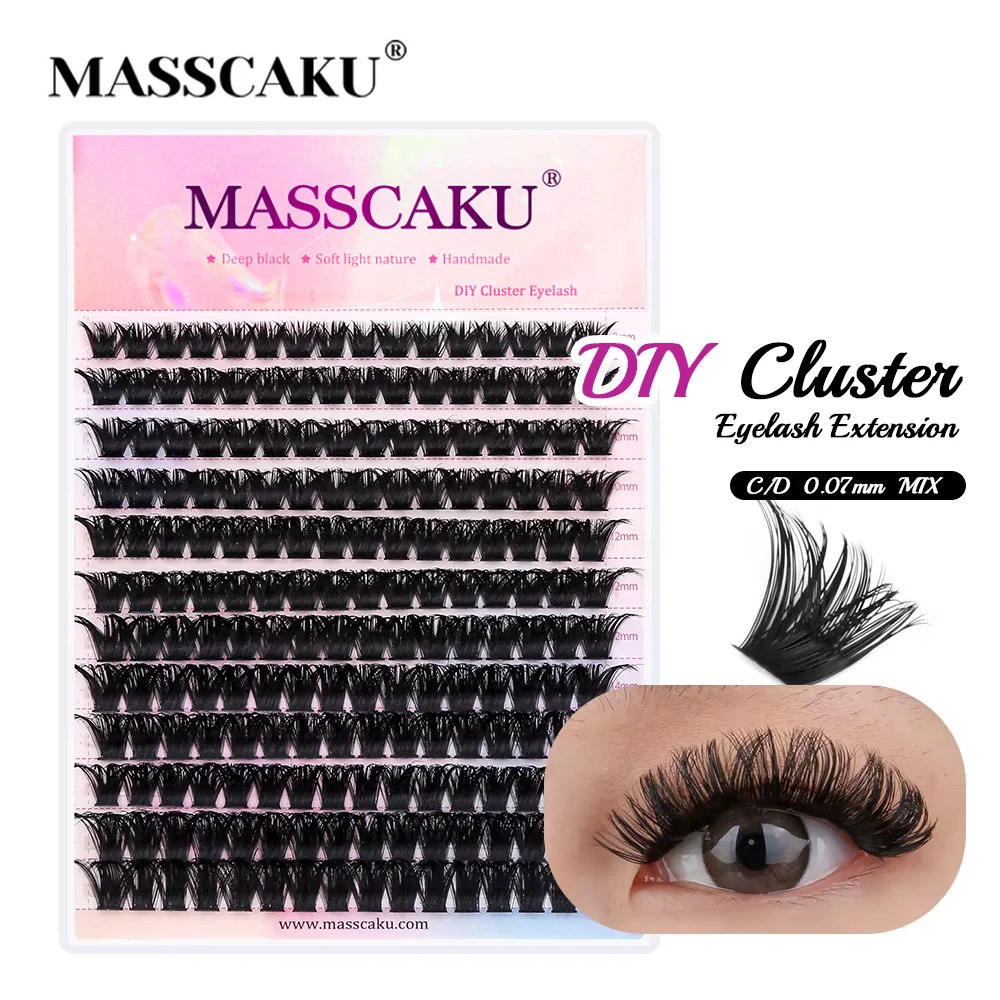 12 Big Rows 8-16mm Mixed Length DIY Cluster Eyelash Upgrade Dovetail Makeup Lash C D Curl Inidividual Segmented Eyelashes Trays