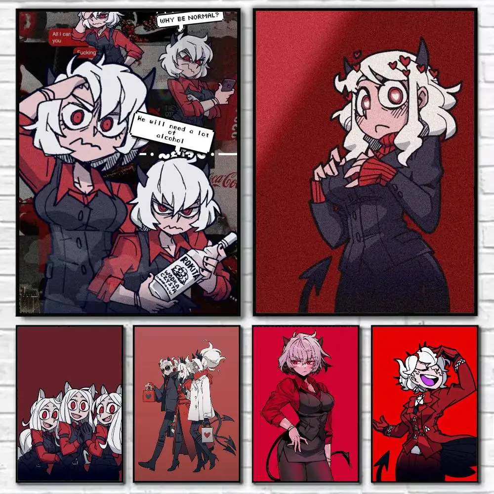 

Trend Style H-Helltaker Poster Self-adhesive Art Waterproof Paper Sticker Coffee House Bar Room Wall Decor