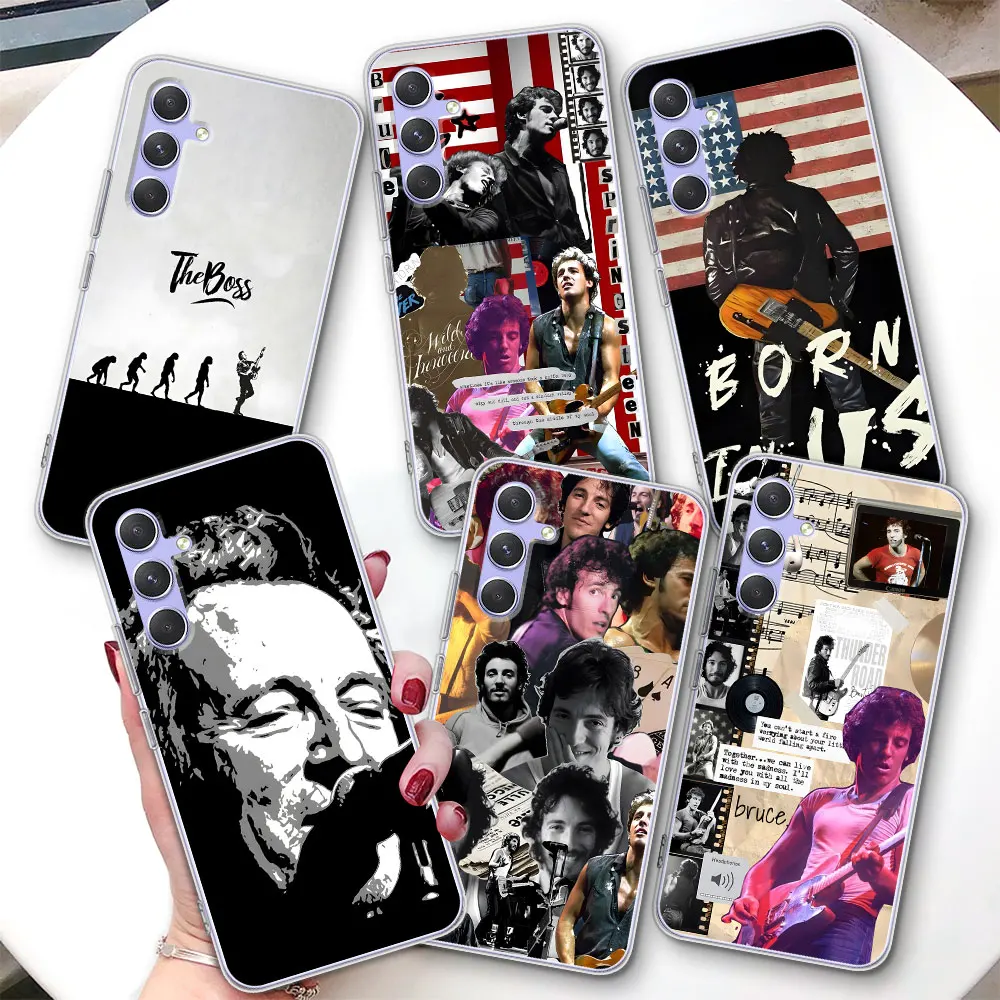 المغني B-Bruce S-Springsteen حافظة لهاتف سامسونج جالاكسي A15 A16 A17 A54 A14 A22 A51 A53 A12 A13 A23 A71 غطاء هاتف شفاف من البولي يوريثان