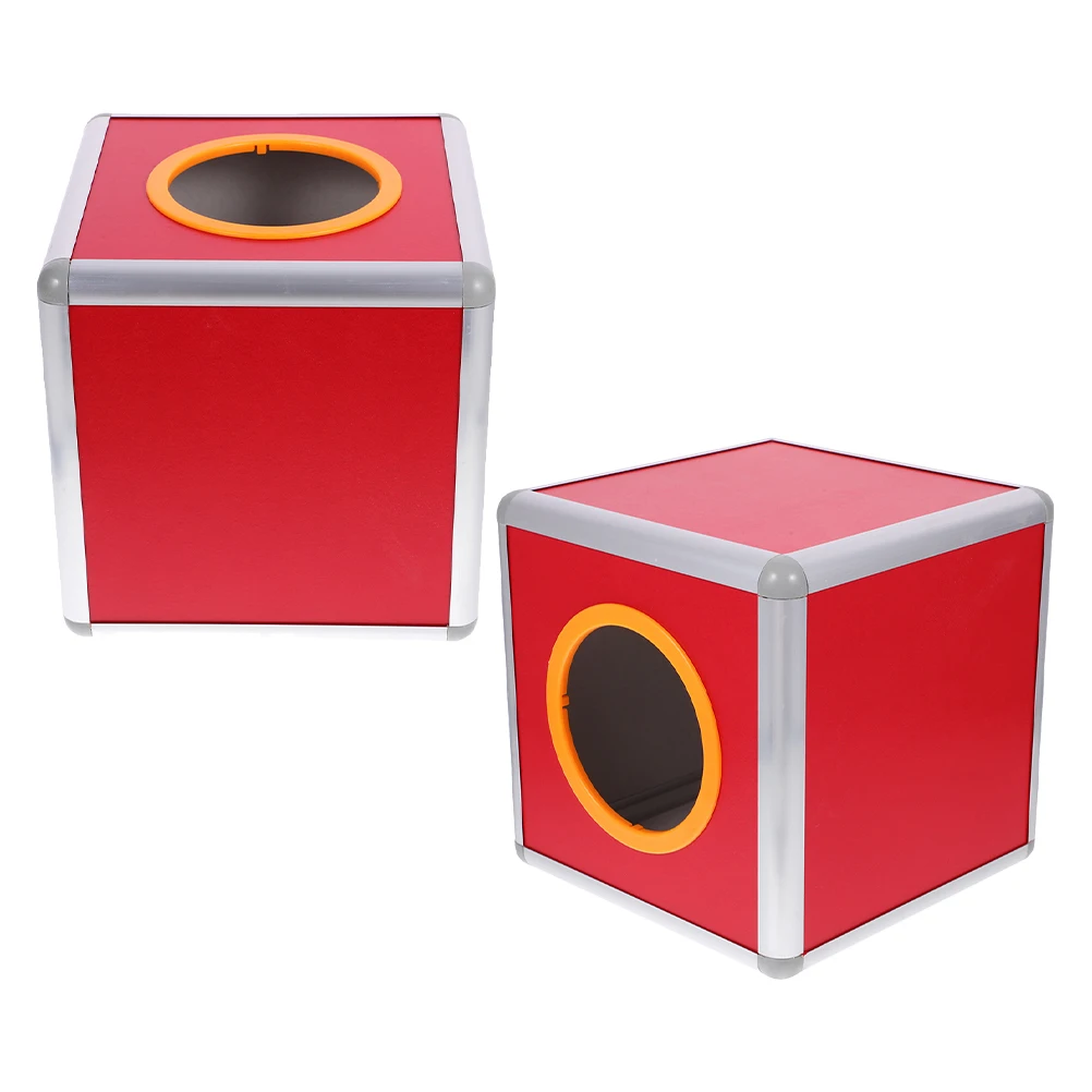 

2Pcs Lottery Box Large Square Card Container Red Opaque Versatile Parties Business Fundraiser Events Storage