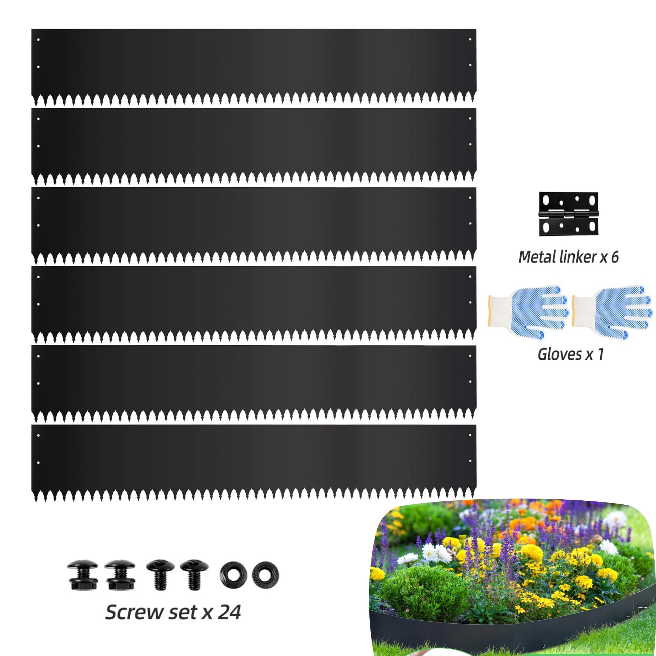 

6pcs Metal Lawn Edging, 8.4"x40" Black Outdoor Yard Barrier, Landscape Edging, Black Steel Lawn Edging, Steel Landscape Border