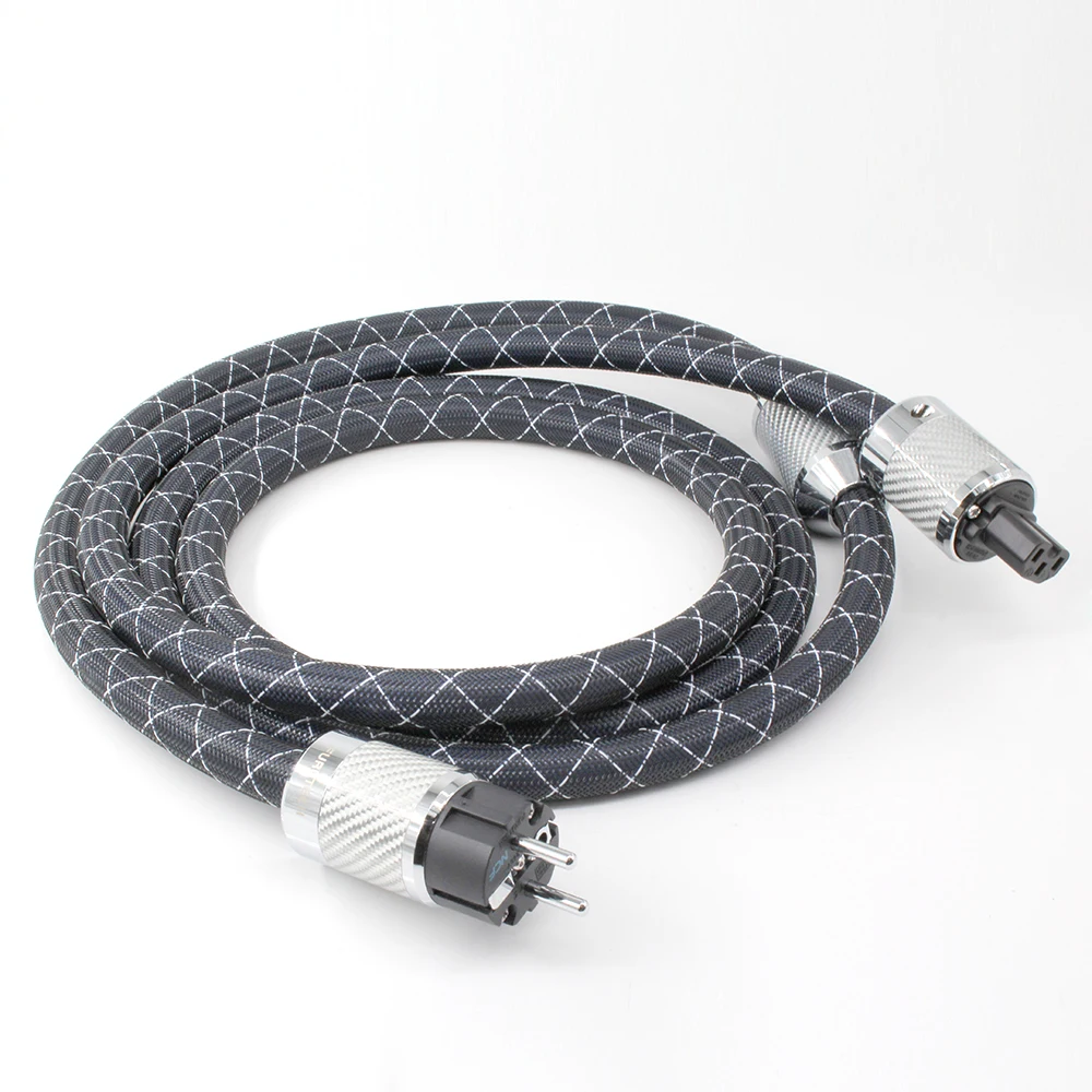 HiFi Schuko furukawa NCF nanoflux AC carbon fiber fever EU AC power cable FI-E50 NCF plug  fever audio