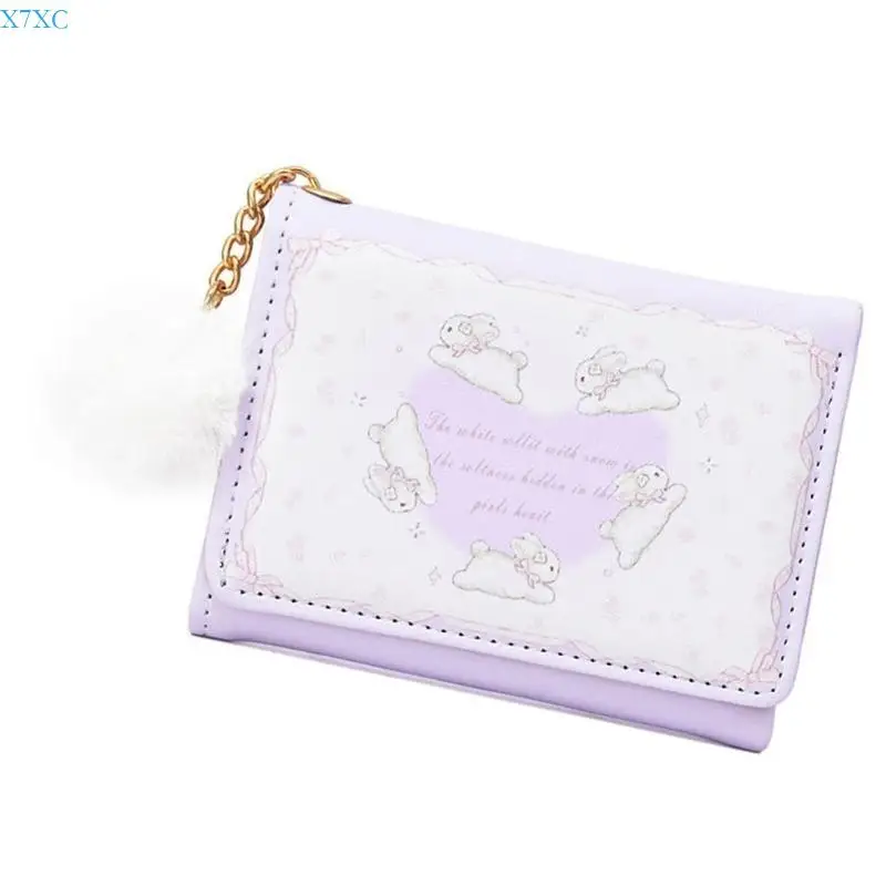 

X7XC Change Purse Wallet Rabbits Short Purse PU Leather Coin Purse with Card Holder