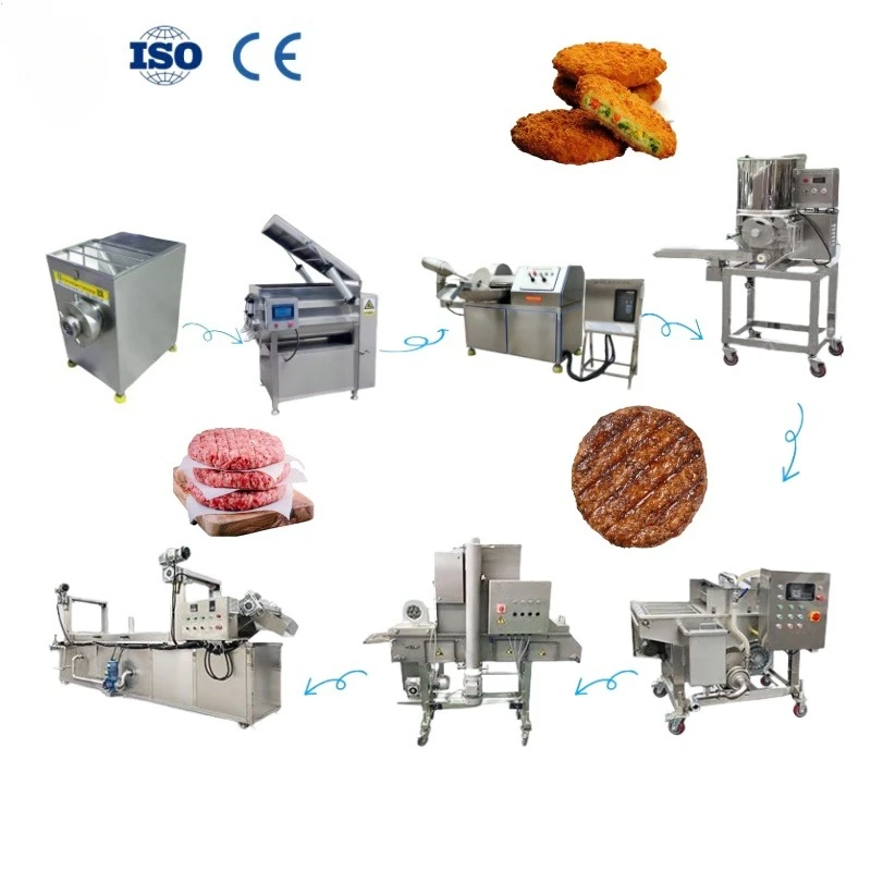 1600kg/H Automatic Burger Patty and Chicken Nuggets Processing Line with Fryer and Breading Machine FL Customized