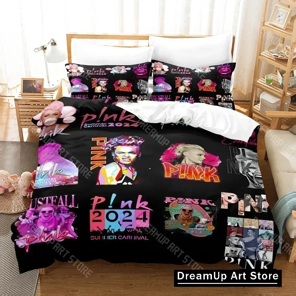 Personality Hip Hop Pink Singer Tour Bedding Set Duvet Cover Bed Set Quilt Cover Pillowcase Comforter king Queen Size Boys Adult