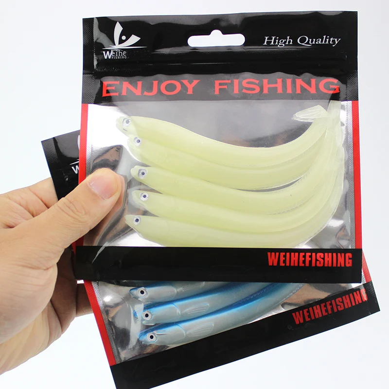 WEIHE 5pcs 14cm 6.3g Soft Fishing Lure Seabass Artificial Bait Electric Eel Shad Eel Needfish Fishing Tackle view 6