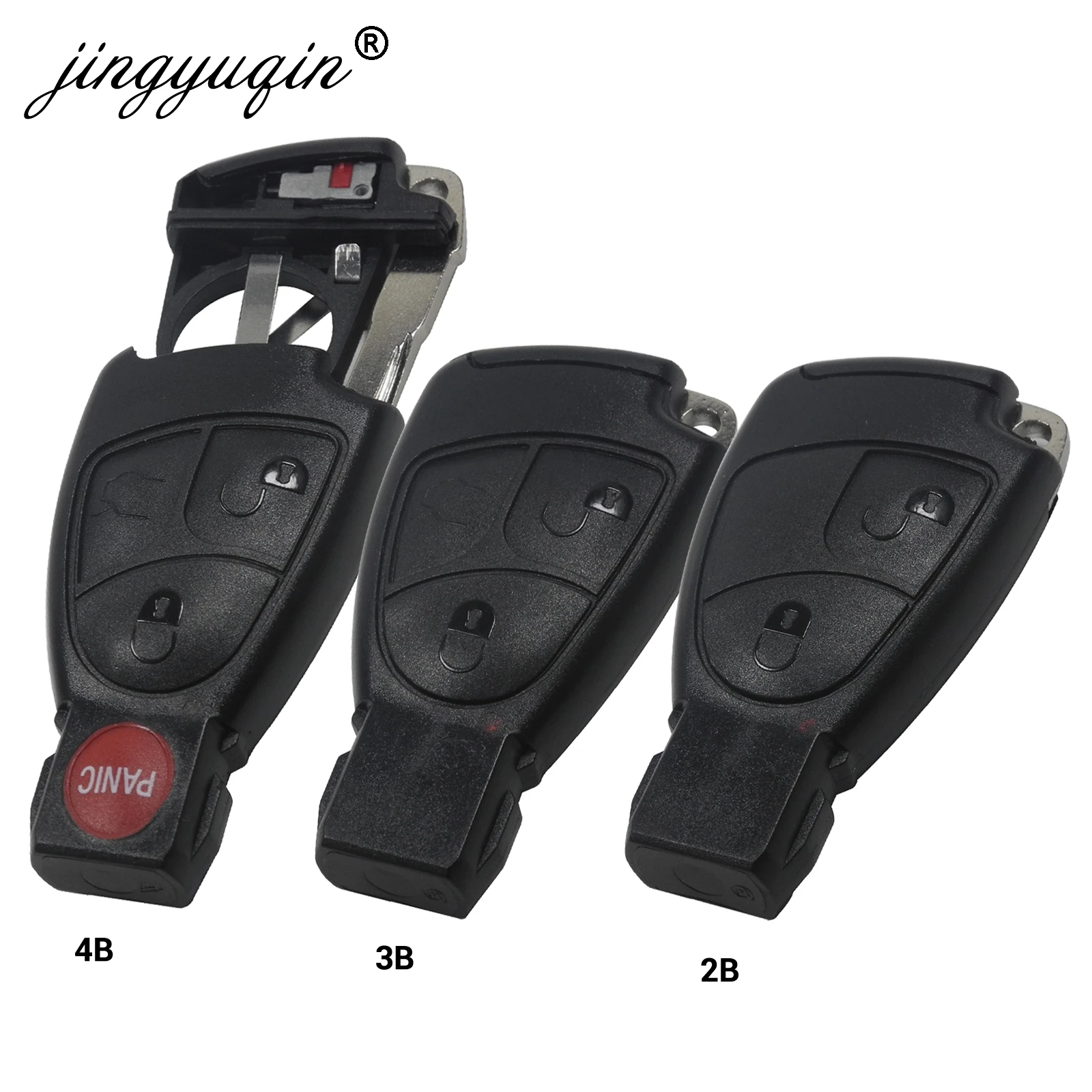 

jingyuqin 2/3/4 кнопки Smart Car Remote Key Case Fob Shell для Mercedes Benz MB C E ML S SL SLK CLK AMG + лезвие зажима аккумулятора