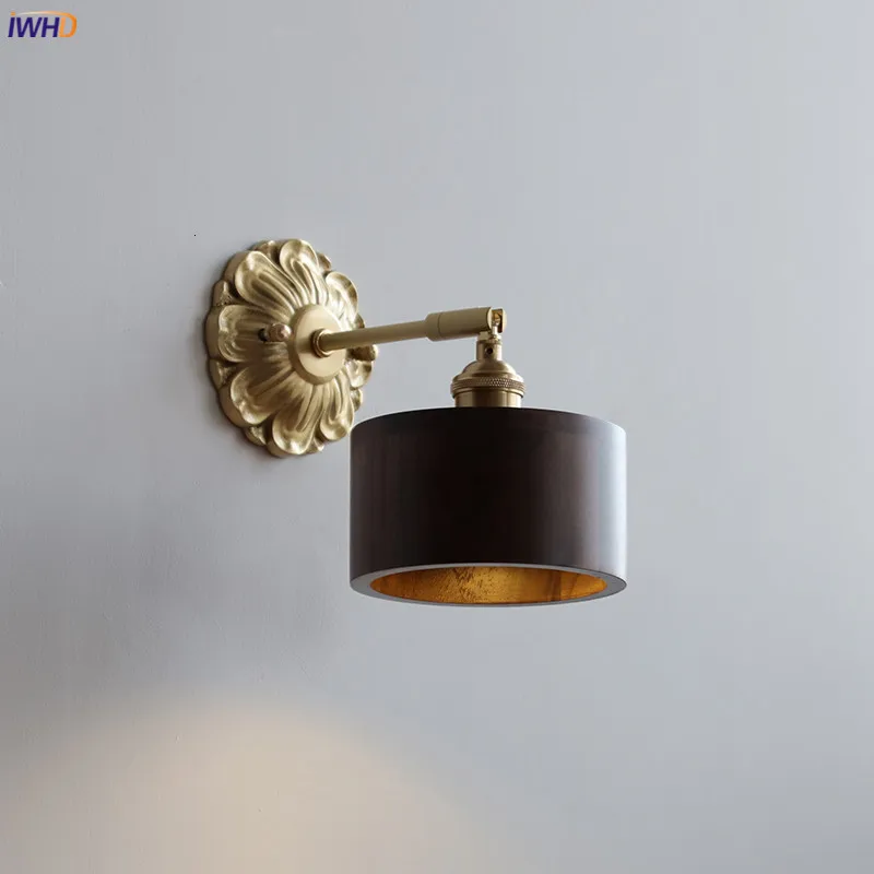 iwhd walnut ash madeira led wall light sconce switch sala ao lado da lampada braco de cobre lampara pared franca e europa estilo 01