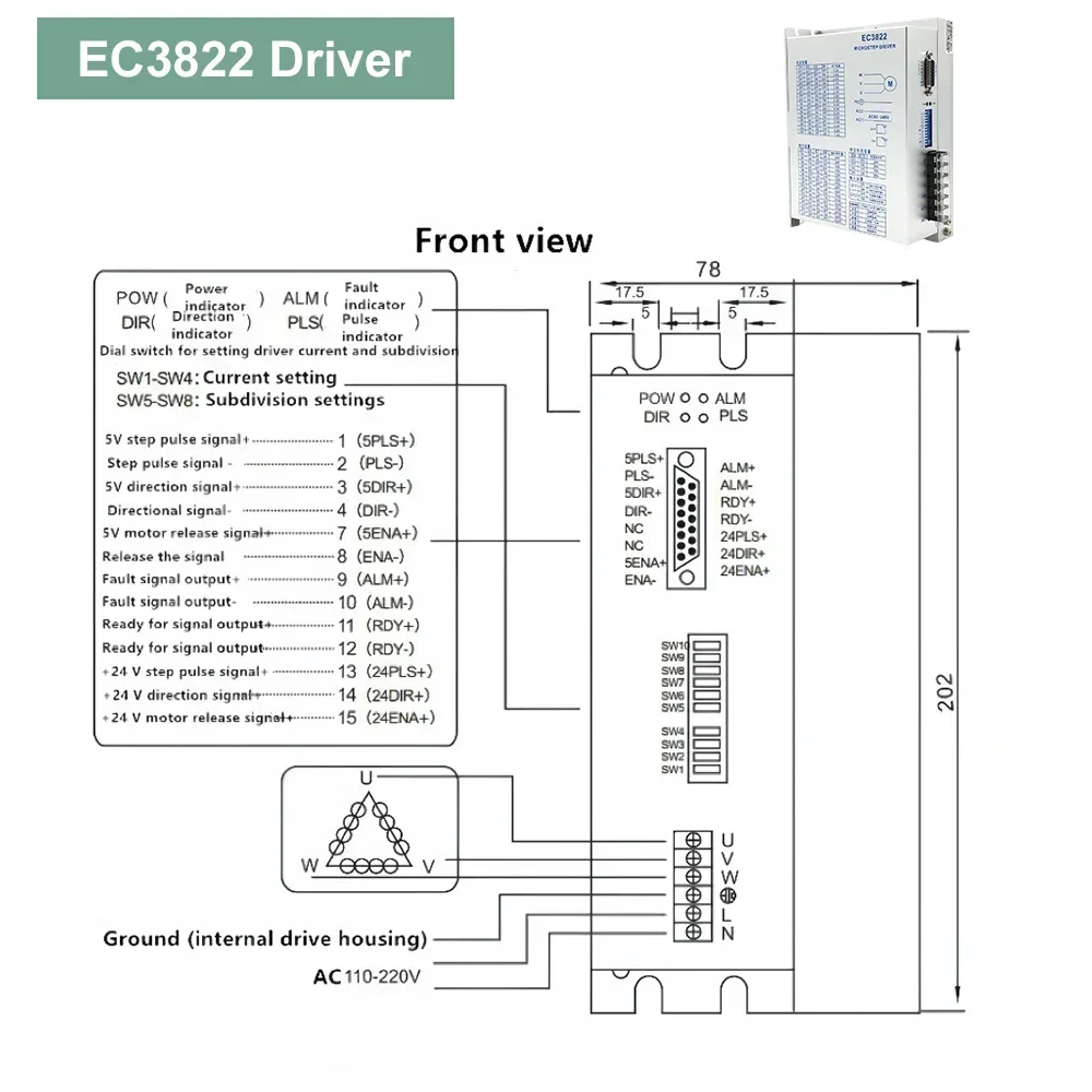 3상 스테퍼 모터 Nema34/42/52 4.5/8.5/12/16/20/24/35/50Nm 14/19mm 샤프트 AC80-240V 자동화 장비용 EC3522 EC3822