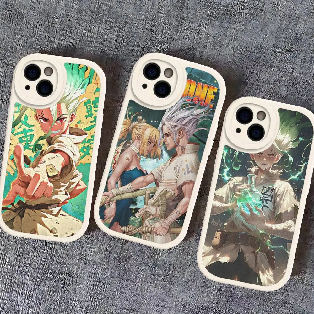 

Popular Anime Dr S-STONE Phone Case For IPhone 16 15 14 13 12 11 Pro Max Plus Leather Soft Cover