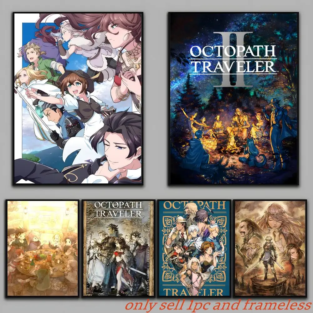 Pixel RPG Game O-Octopath Traveler Poster Wall Art Sticker Mural Photo Print Decorative Poster for Living Room Home Decor