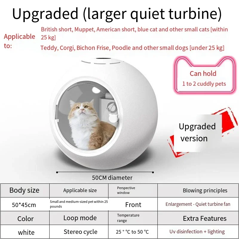 2024 New Spherical Household Dryer Cat and Dog Hair Dryer Hair Blowing Bathing Pet Dryer 360 Degree Three-dimensional Air Drying