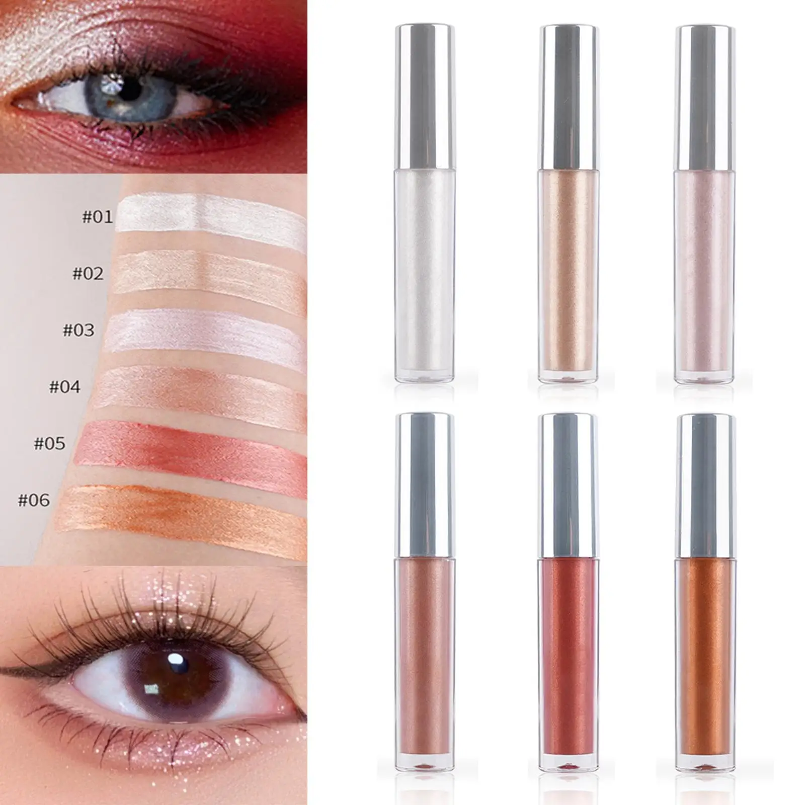 Fard à paupières liquide à paillettes, cosmétique Portable, Anti-taches, Texture légère, Application facile, maquillage quotidien, brillant, maquillage pour les yeux polyvalent