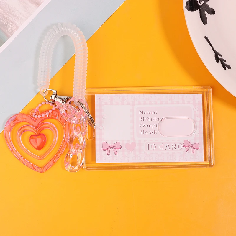 3In Photocard Holder Credit ID Bank Card Card Cover Transparent Photo Display Holder Bus Card Protective Case Pendant