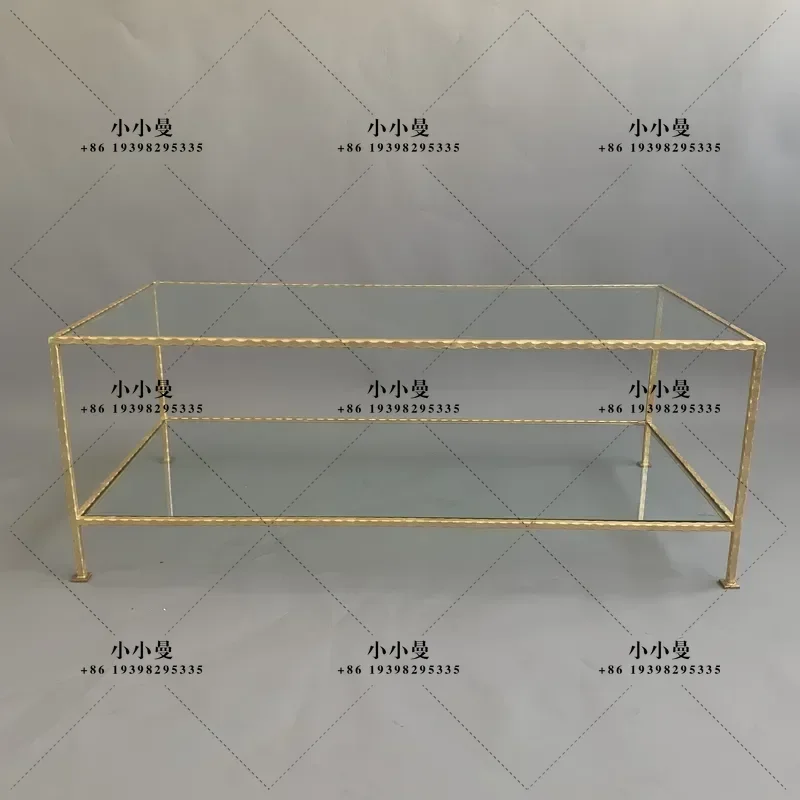 New Chinese Style Simple Modern Living Room Small Apartment Household Table Double Layer Design Tempered Glass Coffee Table