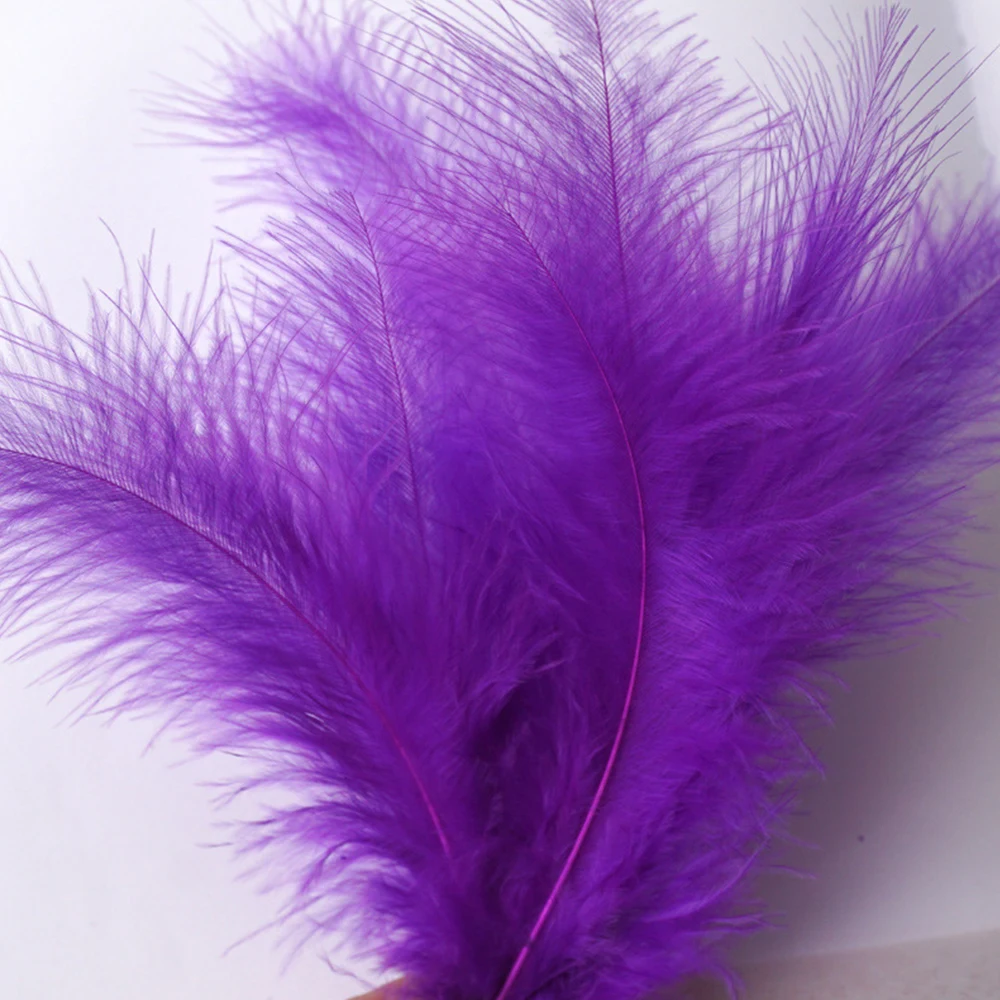 50Pcs/Pack Feathers Plush Natural Feather Plume 10-15cm Turkey Feather Colorful Fluffy Feathers Decorative  All Match Solid