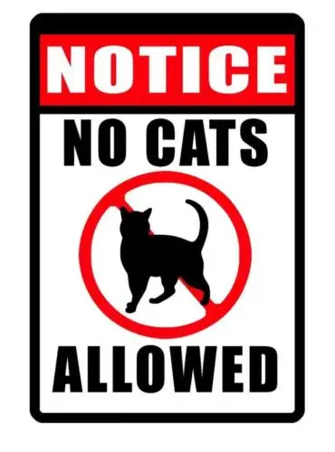 Metal Plate Sign Beware No Cats Allowed Animal Warning Wall Home Decal Pet Art-Aluminum