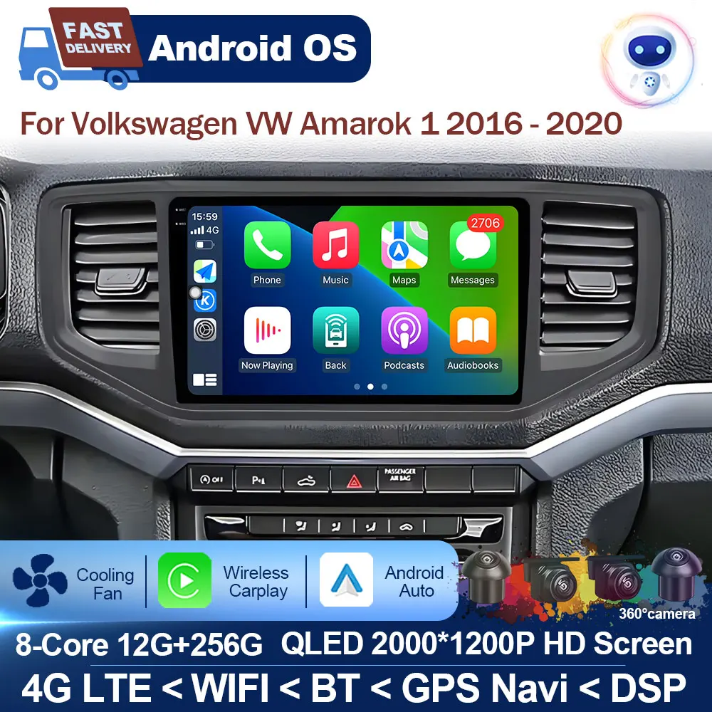 

Carplay Android OS for Volkswagen VW Amarok 1 2016 - 2020 Car Radio Multimedia Player DSP Stereo GPS Navigation WiFi Head Unit