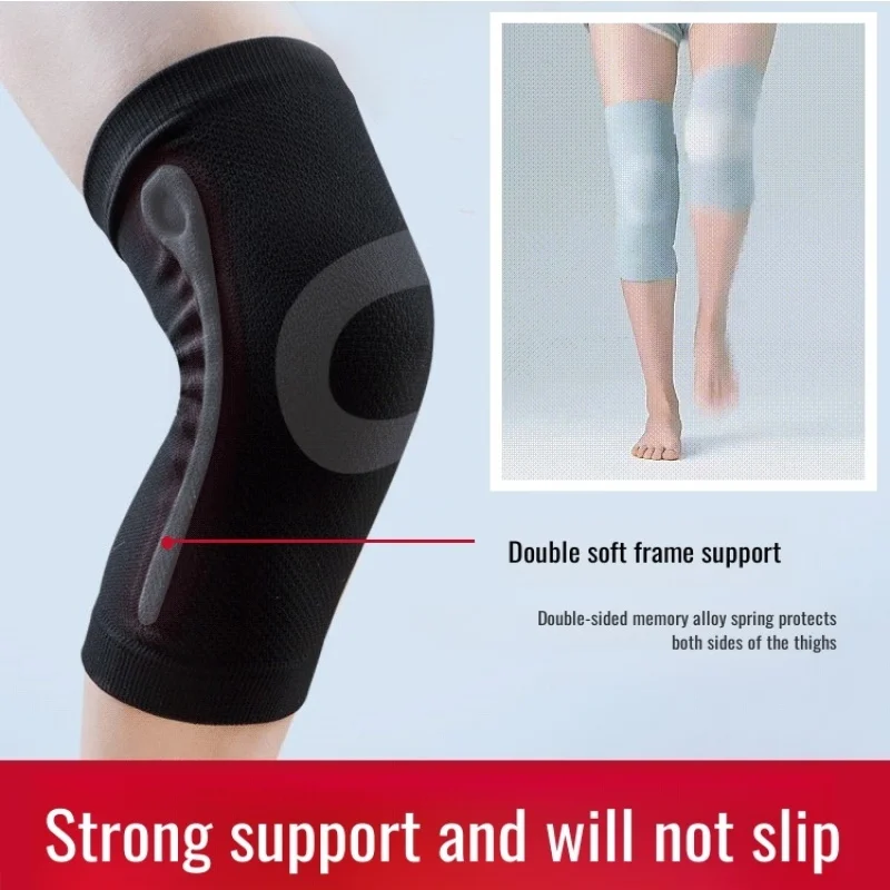 Rodilleras de punto ultrafinas para fitness, soporte de resorte cálido, rodilleras de punto ultrafinas, soporte de resorte cálido para fitness