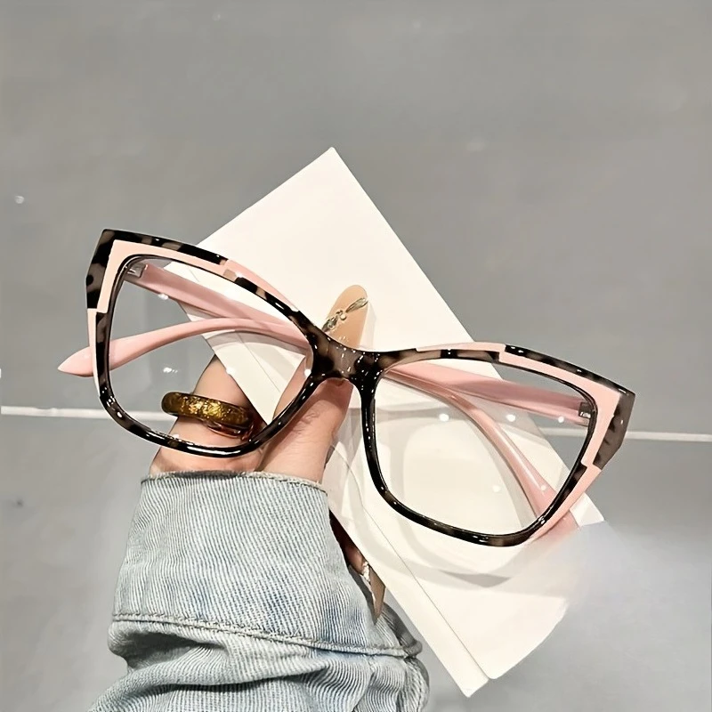Modische Cat-Eye-Brille mit elegantem Farbblock-Rahmen für Damen, Blaulichtfilterbrille
